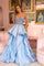 Prom Dresses A Line Long Ball Gown Beaded Prom Dress Sky Blue