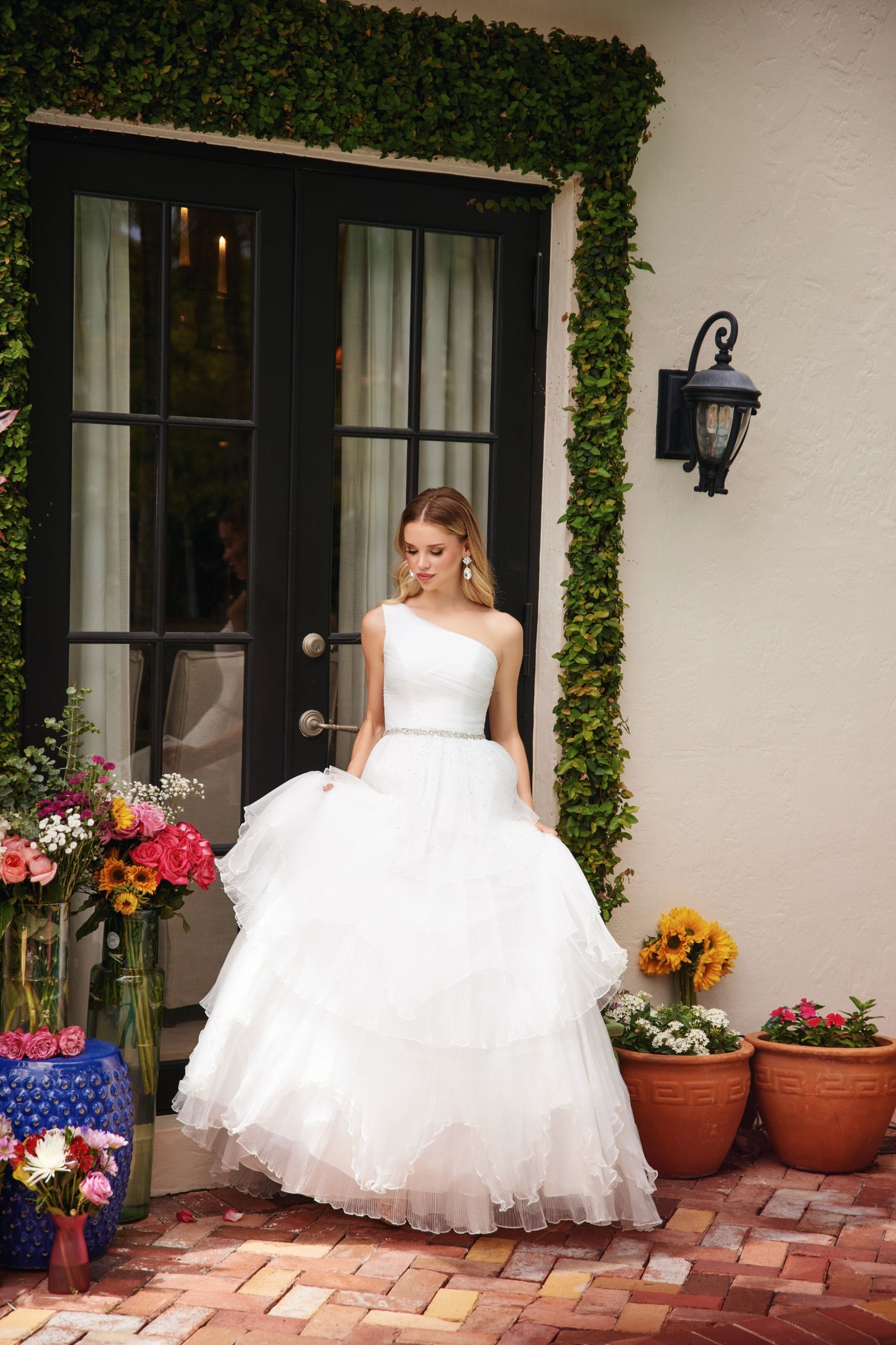 Ava Presley 29131 Long Beaded A Line Pleated Wedding Dress