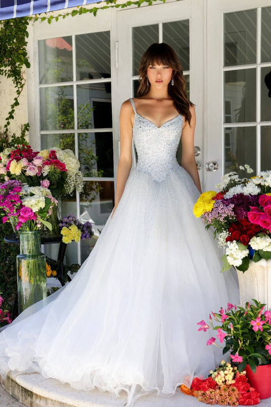 Wedding Dresses Beaded Long Ball Gown Wedding Dress White
