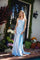 Prom Dresses Long Formal Fitted Cowl Prom Dress Light Blue