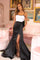 Prom Dresses Prom Long Mermaid Formal Slit Prom Evening Dress Black White