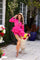 Jumpsuit Long Sleeve Two Piece Ruffle Peplum Short Romper Fuchsia