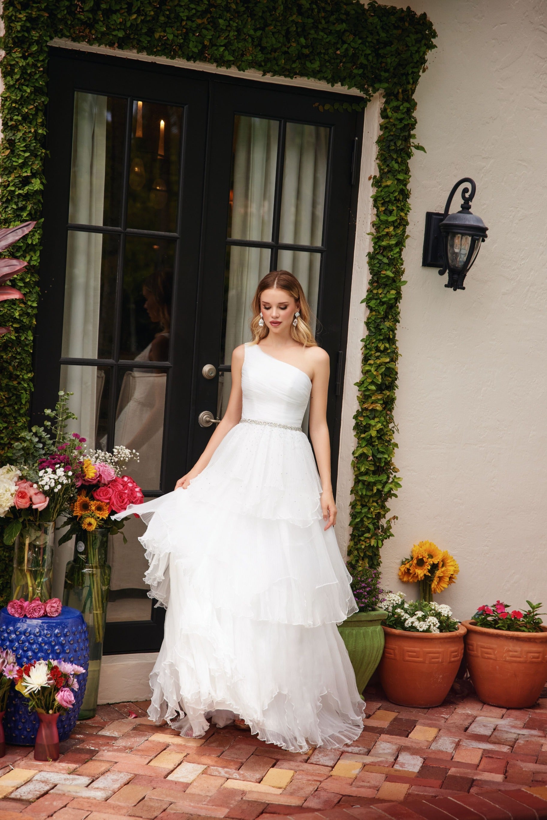 Ava Presley 29131 Long Beaded A Line Pleated Wedding Dress