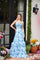 Prom Dresses A Line Long Formal 3D Floral Prom Dress  White/Blue
