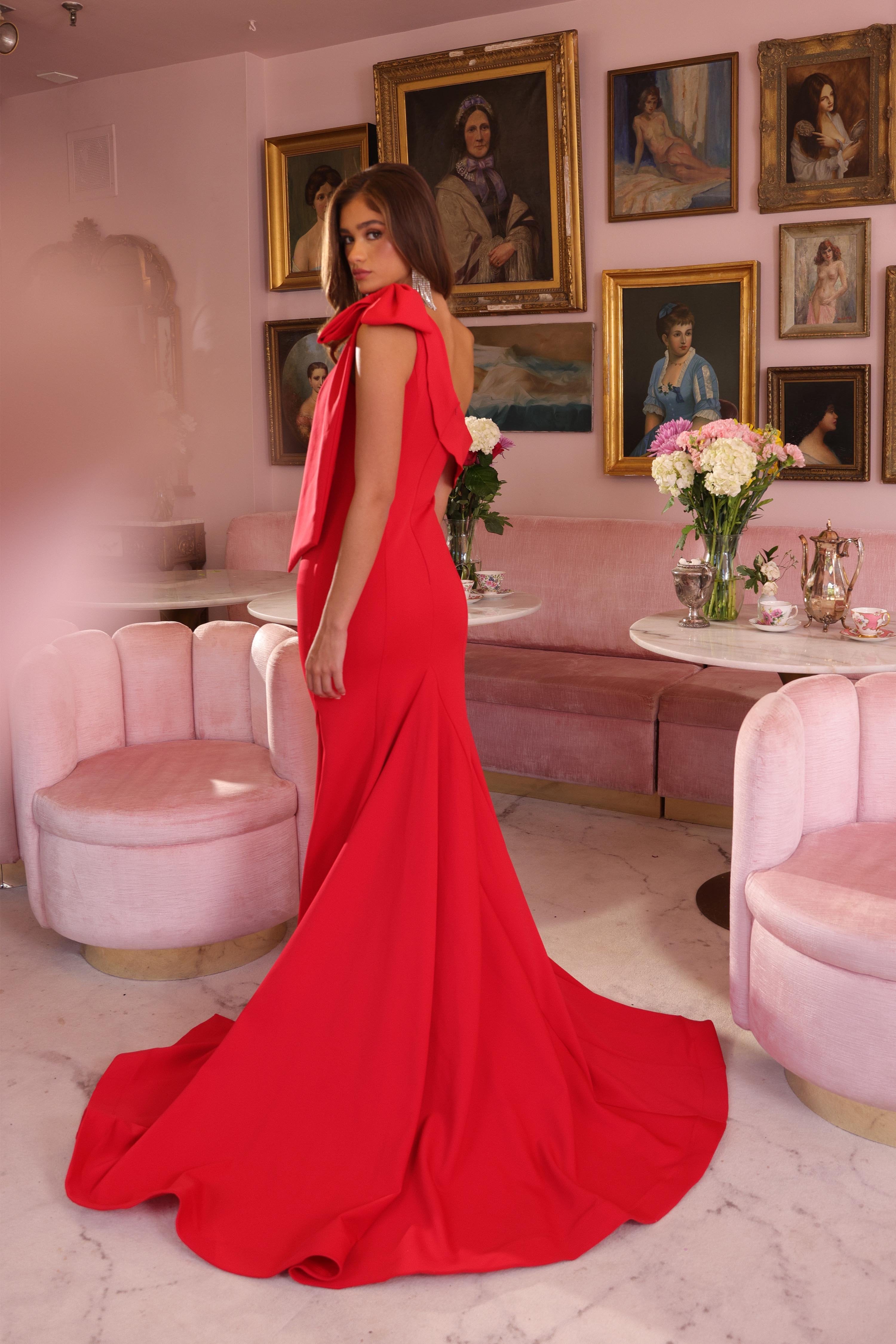 Prom Dresses Long Formal Bow Prom Dress Red