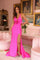 Prom Dresses Beaded Long Mermaid Fit Formal Prom Dress Hot Pink
