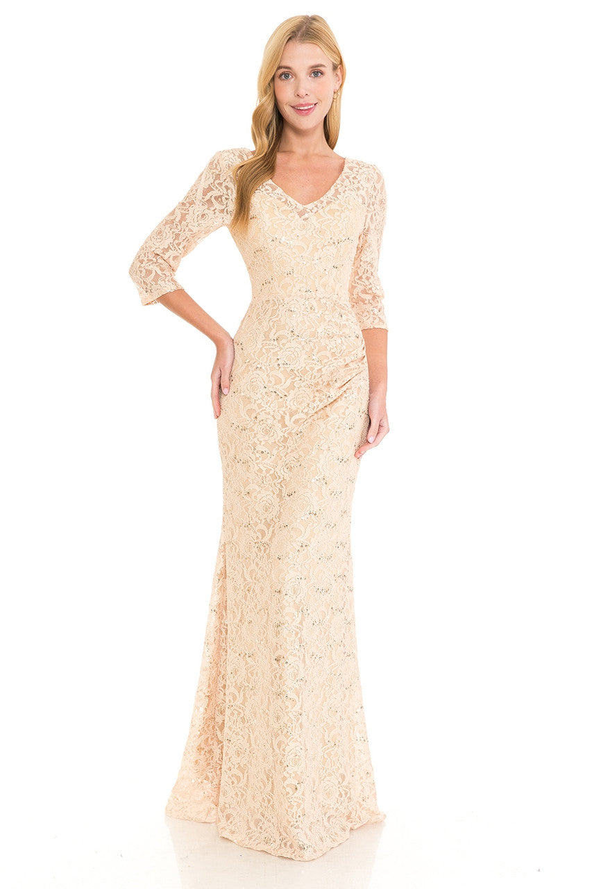 Mother of the Bride Dresses Long Formal Sequin Lace Mother of the Bride Dress Lenovia 5223 Gold