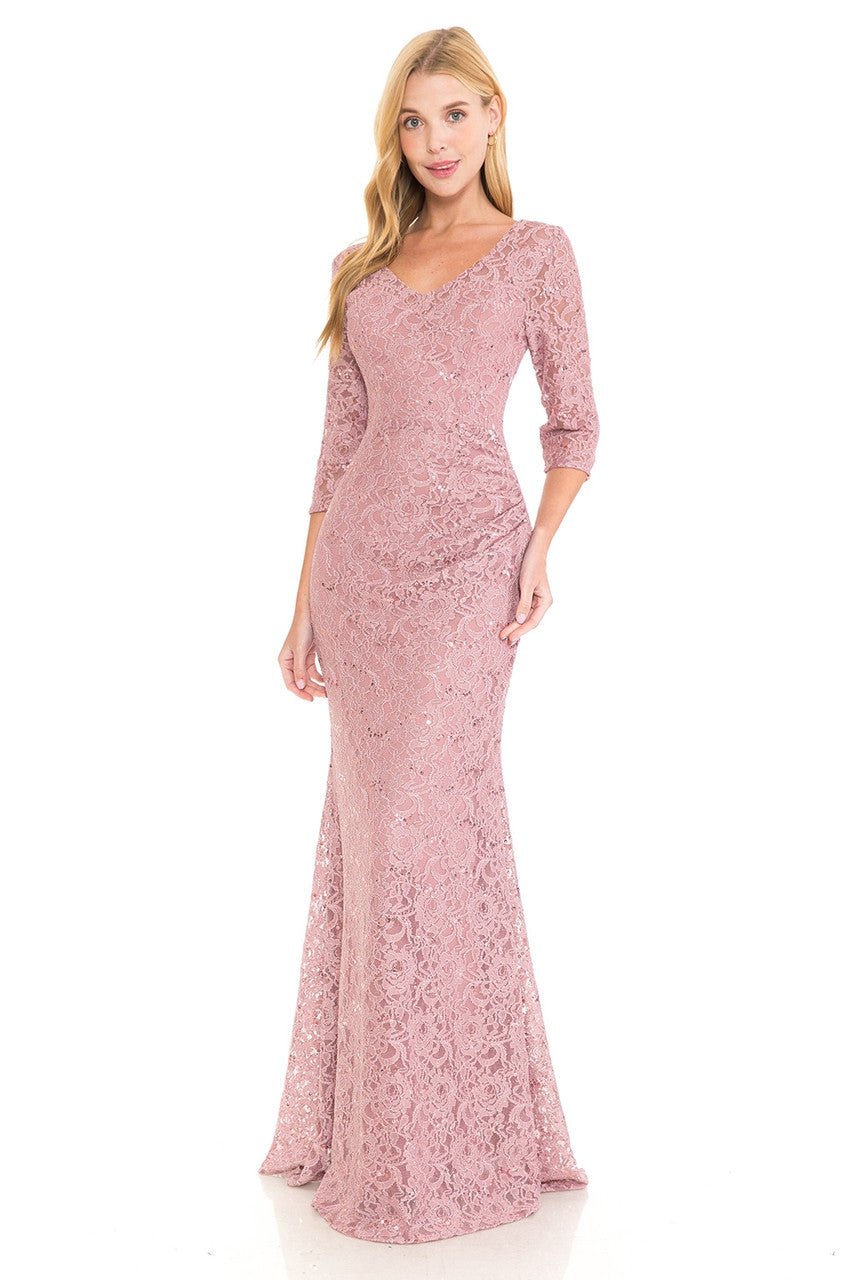 Mother of the Bride Dresses Long Formal Sequin Lace Mother of the Bride Dress Lenovia 5223 Mauve