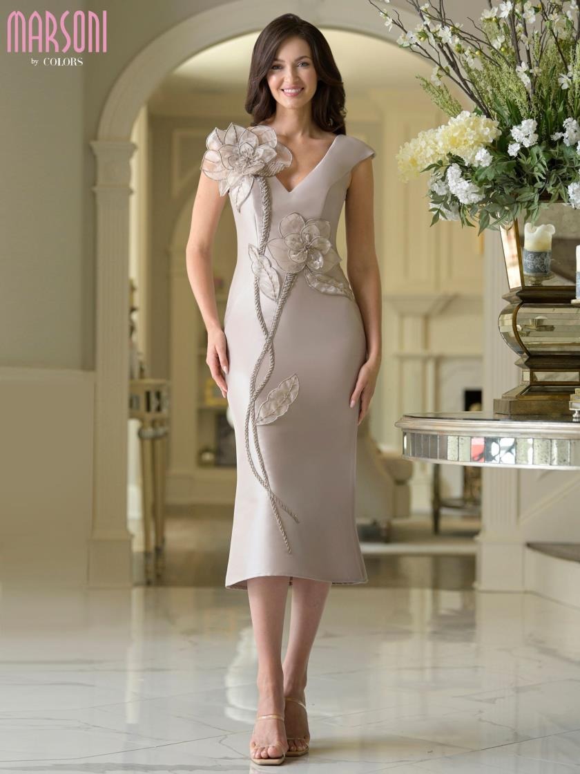 Marsoni MV1386 Fitted Mother of the Bride Tea Length Dress