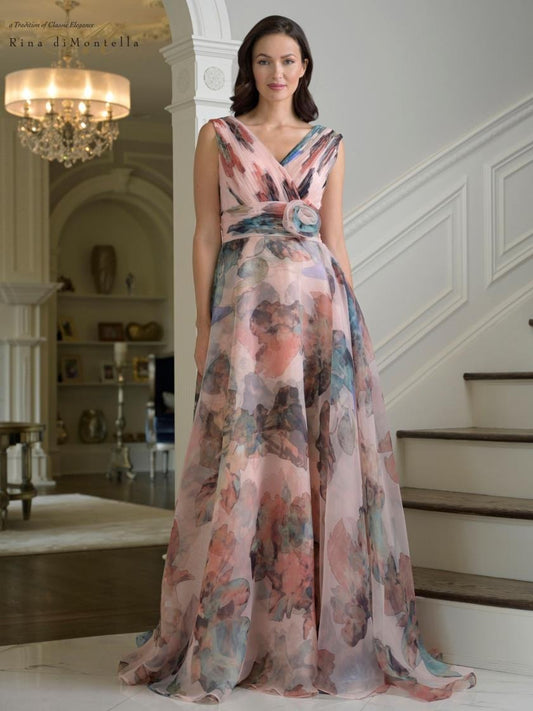 Formal Dresses A Line Formal Long Floral Evening Dress Mauve Multi