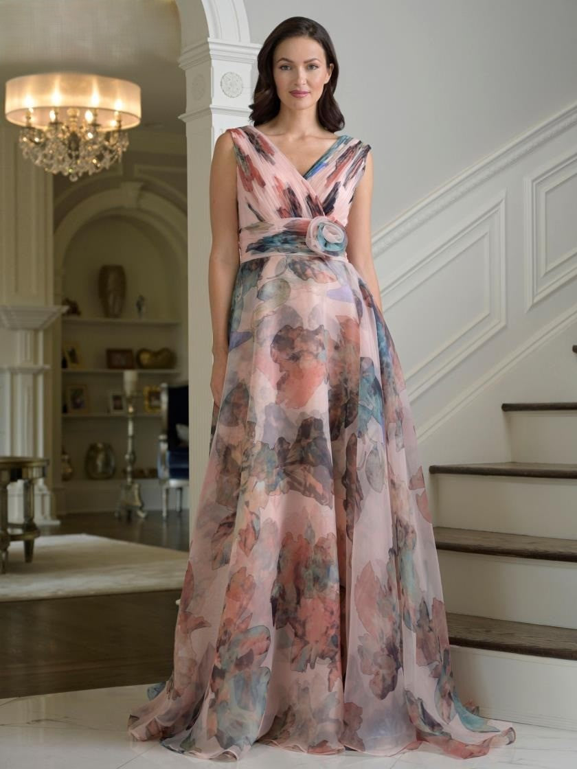 Formal Dresses A Line Formal Long Floral Evening Dress Mauve Multi