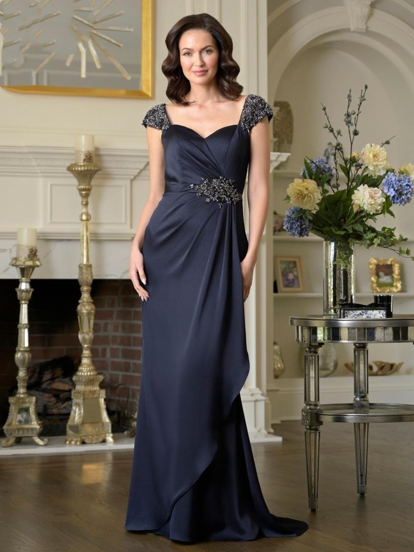 Mother of the Bride Dresses Beaded Mother of the Bride Long Formal Dress Navy