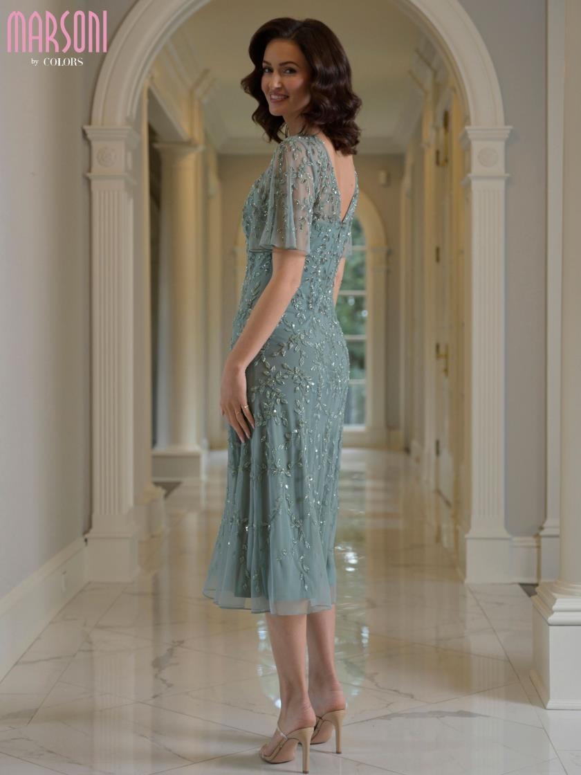 Marsoni MV1383 Mother of the Bride A Line Tea Length Dress