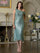 Cocktail Dresses Short Cocktail Fitted Beaded Tea Length Dress Sage