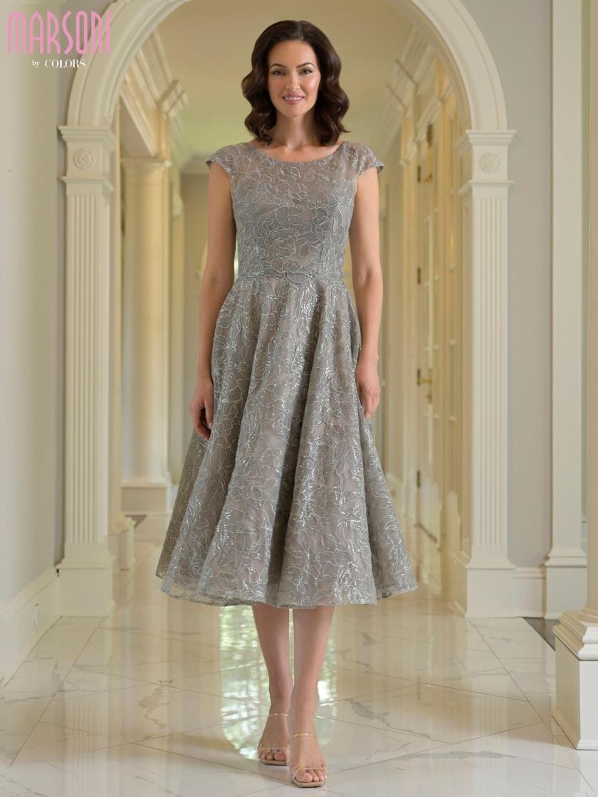 Marsoni MV1387 Short Mother of the Bride Cocktail Tea Length Dress