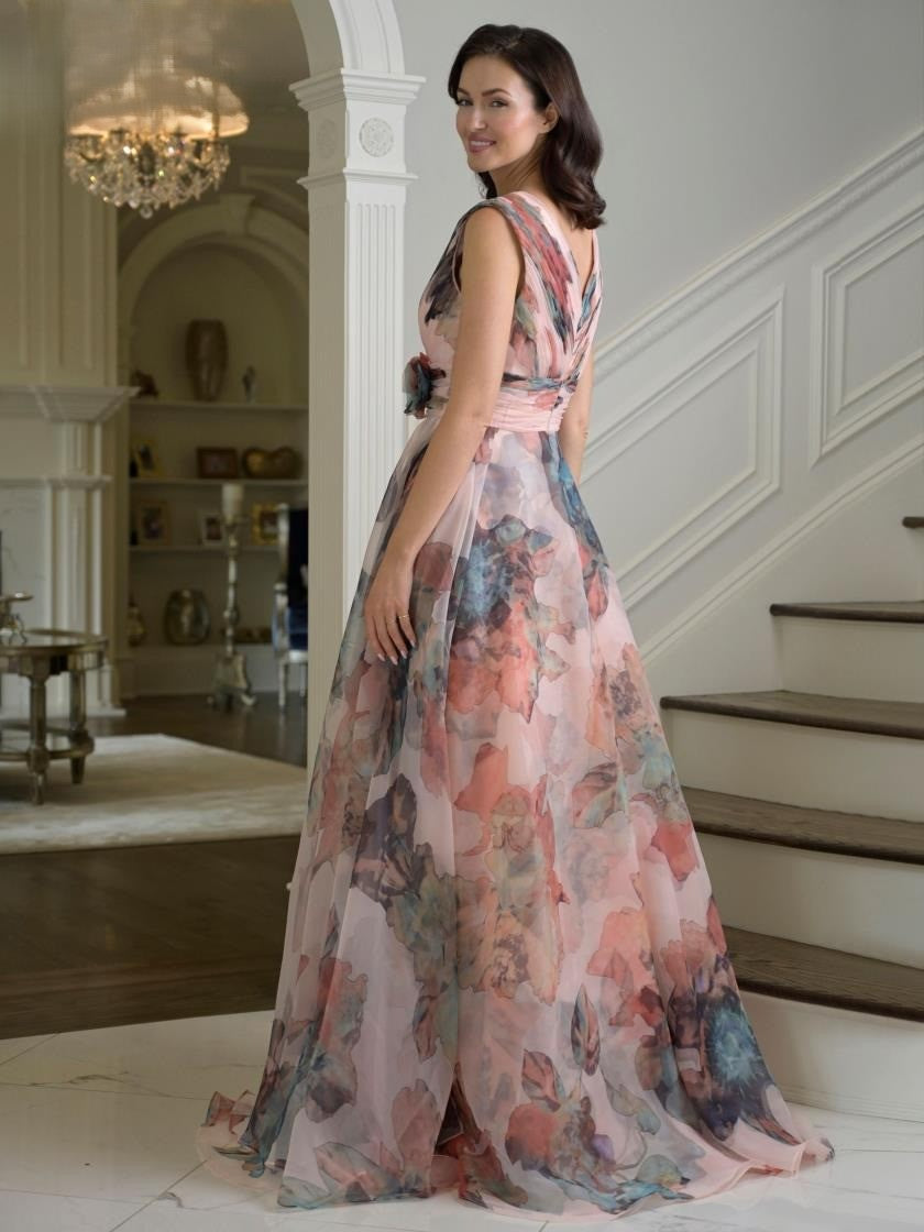 Formal Dresses A Line Formal Long Floral Evening Dress Mauve Multi
