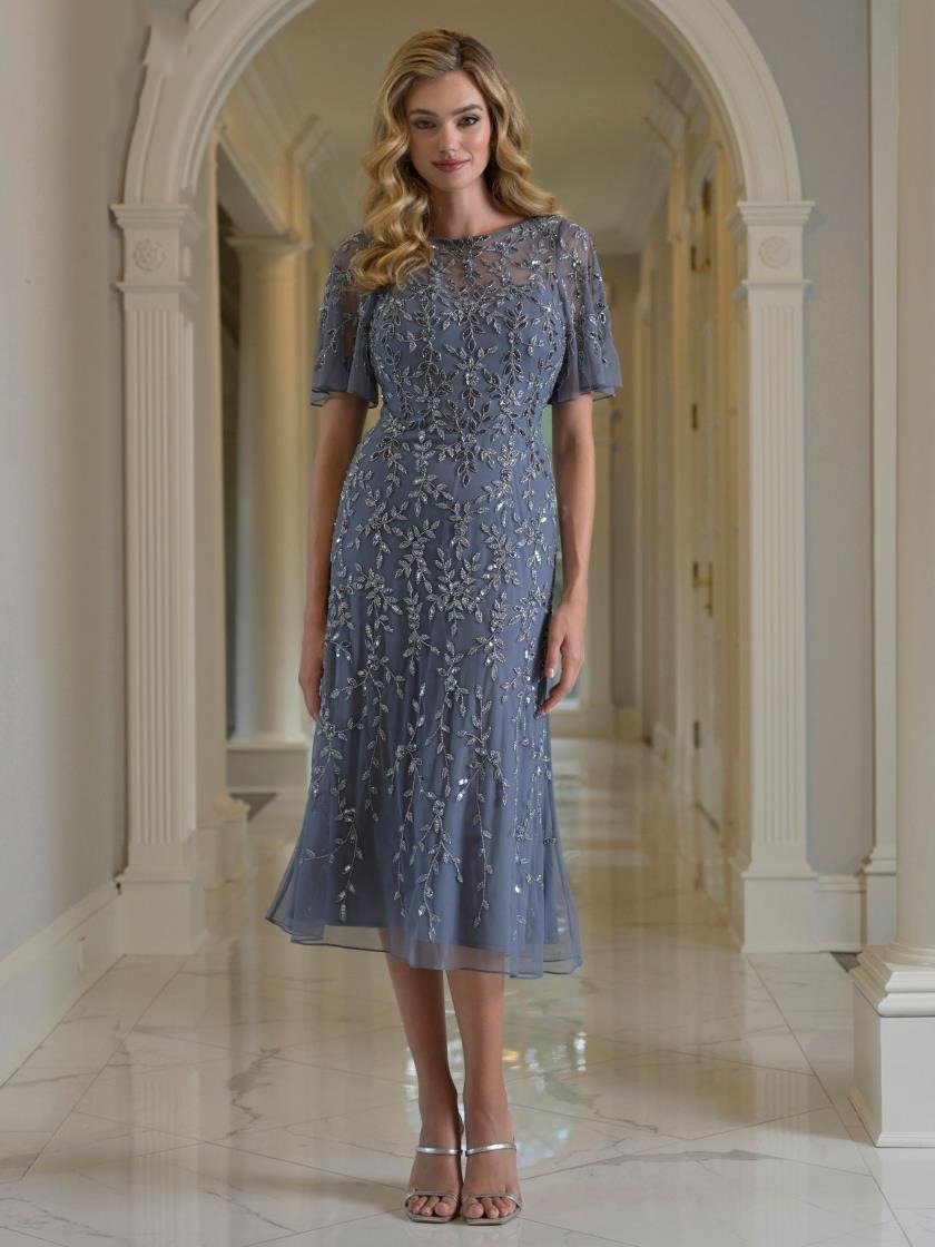 Mother of the Bride Dresses Mother of the Bride A Line Tea Length Dress Vintage Blue