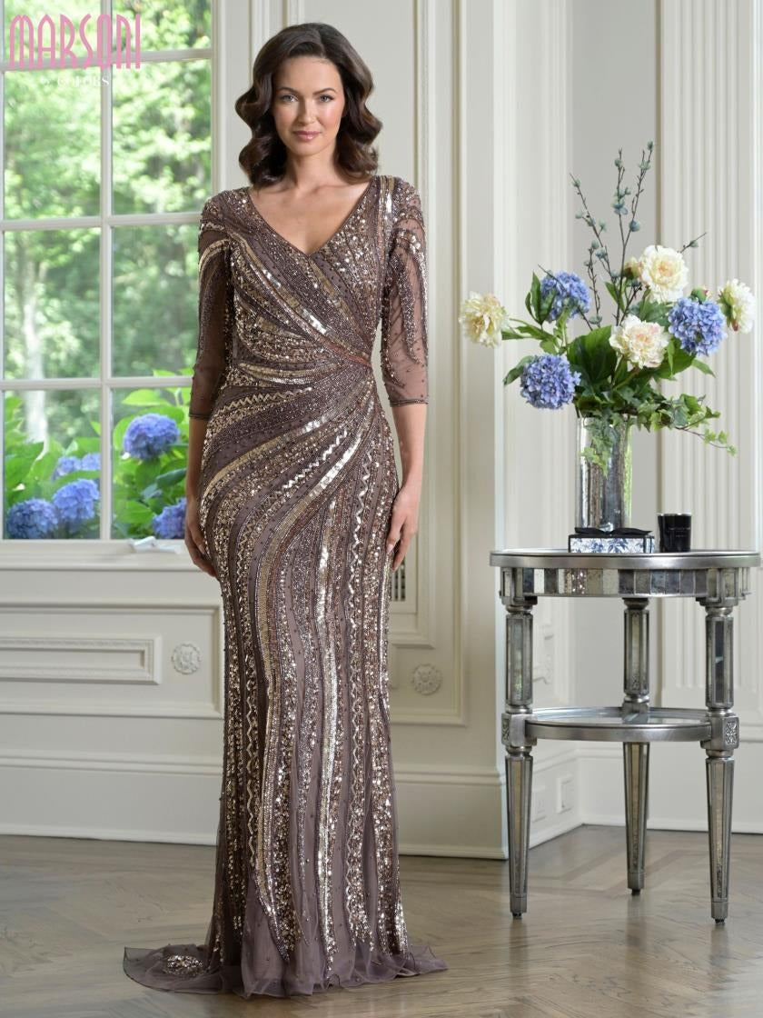 Marsoni MV1380 Long Beaded Formal Mother of the Bride Dress