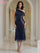 Cocktail Dresses Short Cocktail Fitted Beaded Tea Length Dress Navy