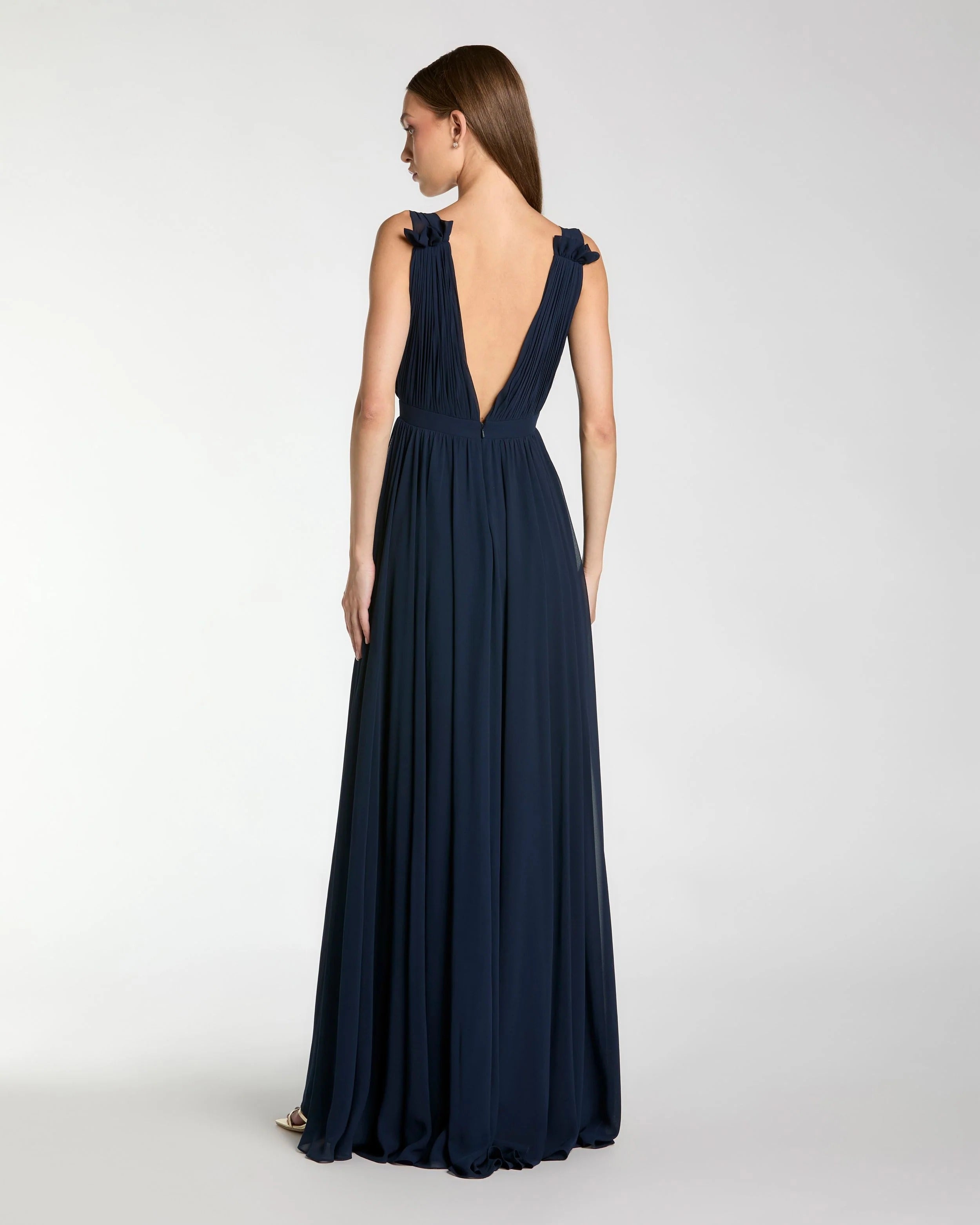 Formal Dresses Long Sleeveless Formal Chiffon Gown Navy
