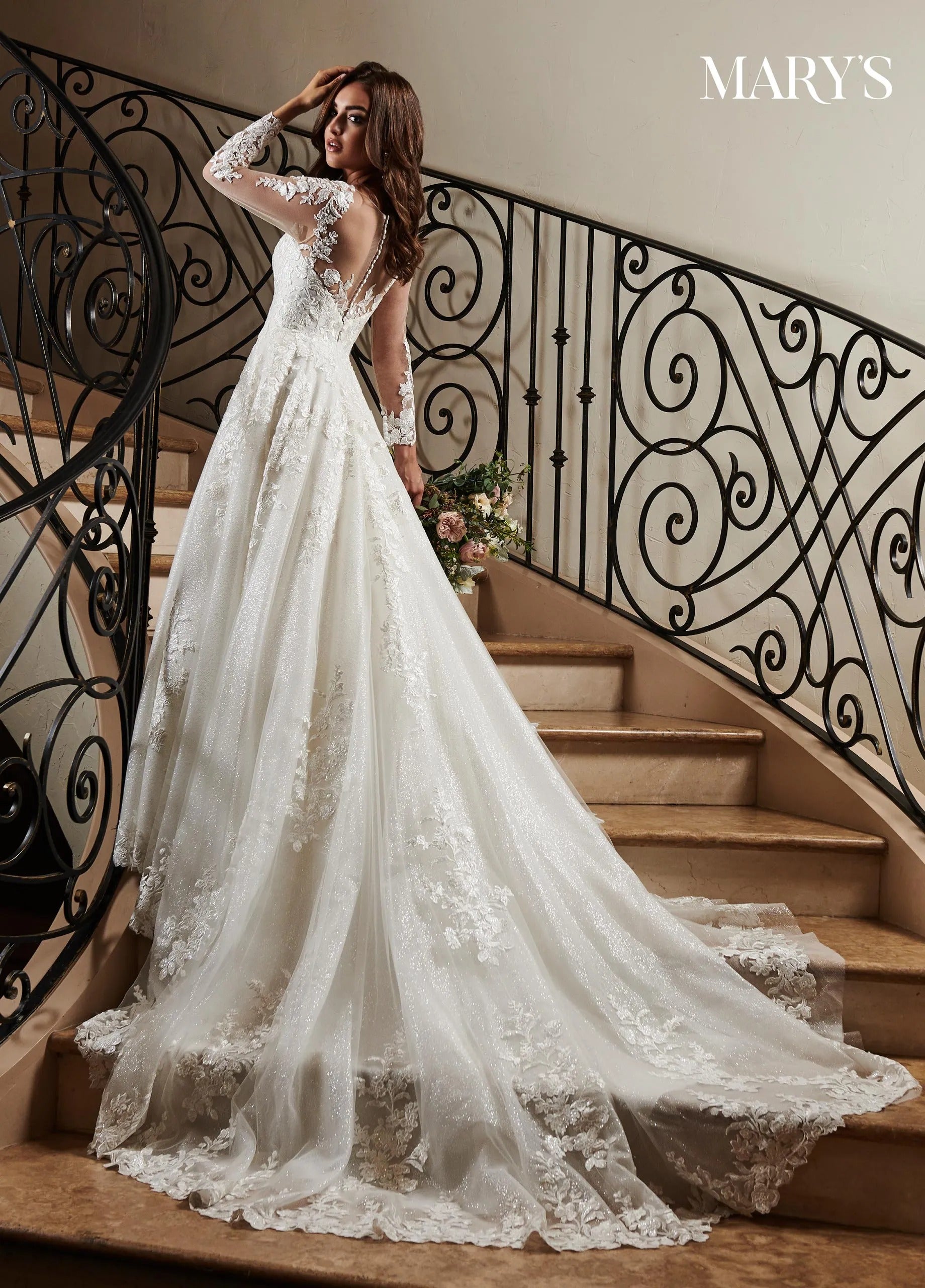 Ivory Nude Illusion Neck Floor-Length Tulle Bridal Ball Gown with Lace Appliqué Rachel Allan MB3079