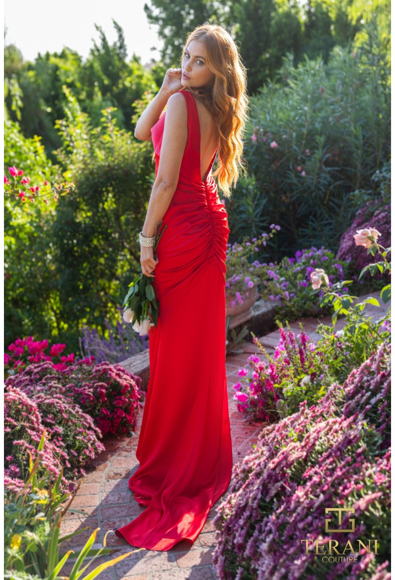 Terani Couture J3191 Long Fitted Formal Evening Prom Dress