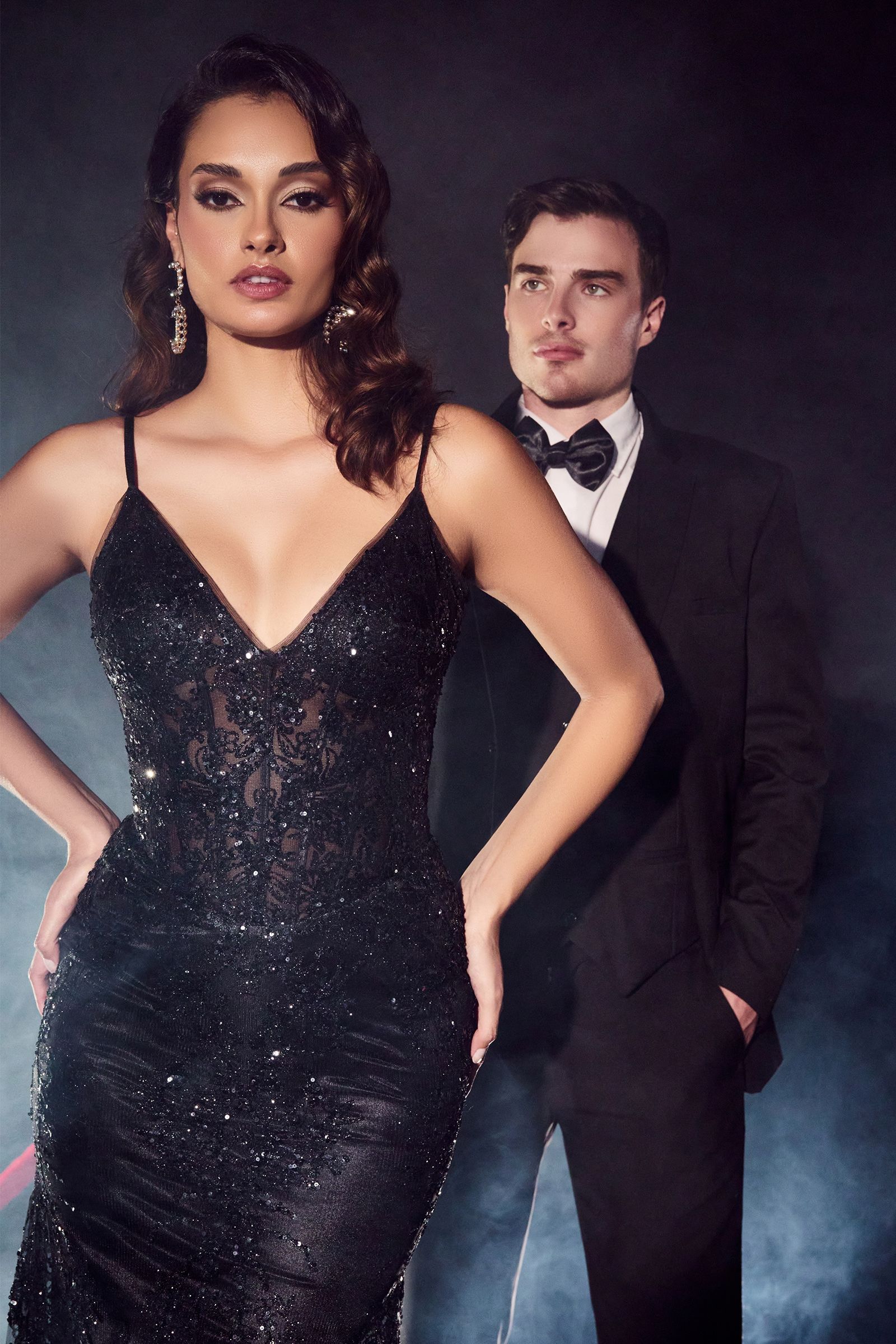 Prom Dresses Long Glitter Floral Prom Dress Black