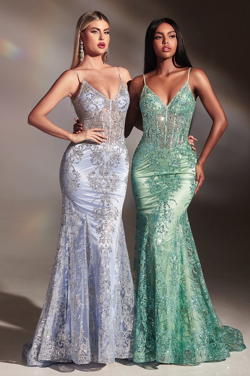 LaDivine J810 Long Glitter Floral Prom Dress LaDivine J810 Long Glitter Floral Prom Dress