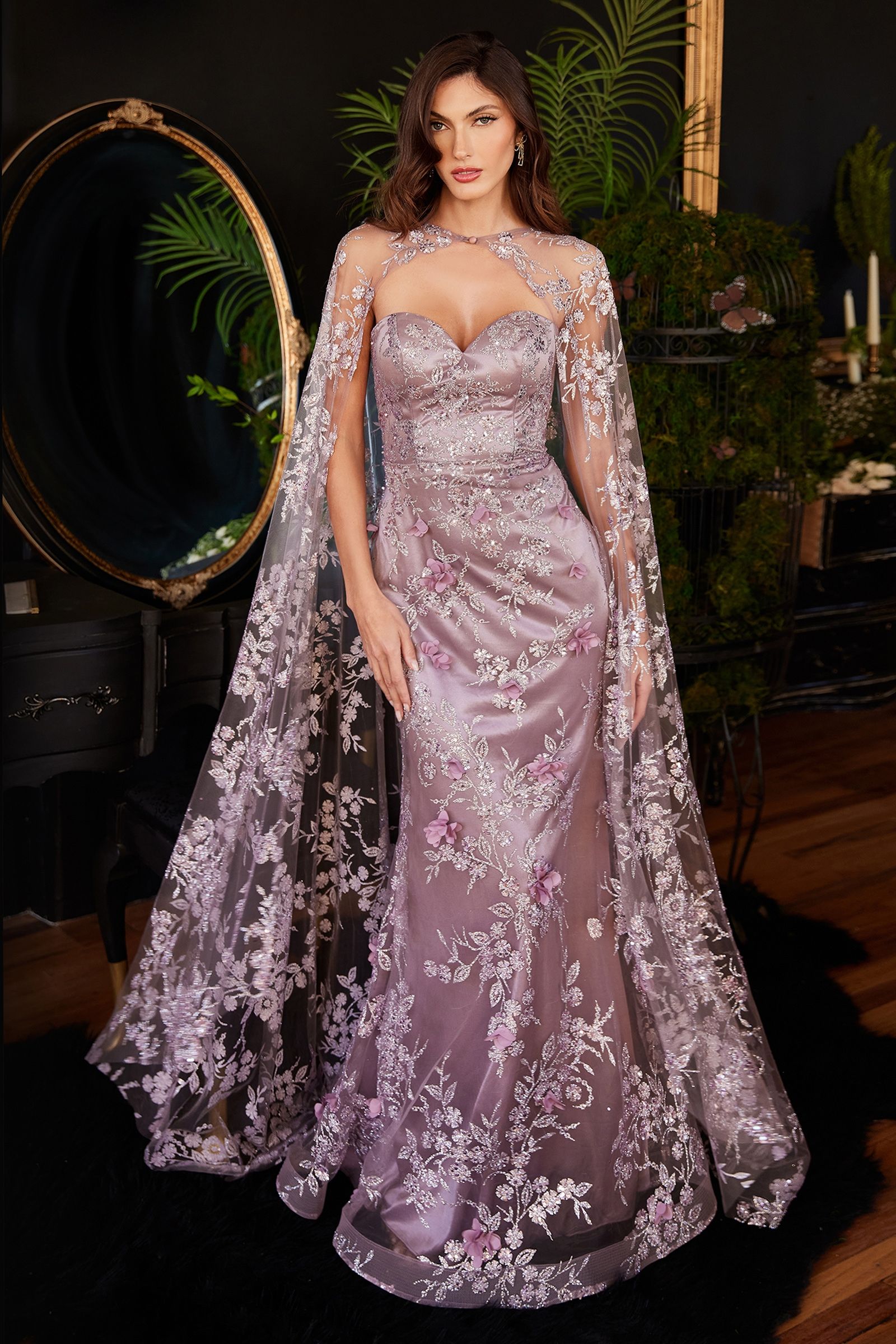 LaDivine CDJ834 Long Strapless Prom Dress in English Violet