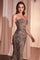 Prom Dresses Long Fitted Beaded Glitter Formal Prom Dress Black Gold