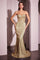 Prom Dresses Long Fitted Beaded Glitter Formal Prom Dress Gold