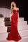 Prom Dresses Long Fitted Beaded Glitter Formal Prom Dress Red