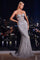 Prom Dresses Long Fitted Beaded Glitter Formal Prom Dress Silver