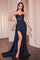 Prom Dresses Fitted Long Formal Glitter Corset Lace Prom Dress Navy
