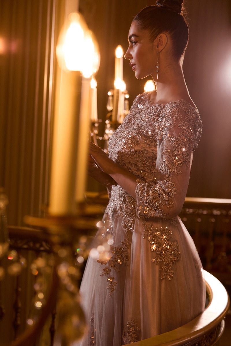 LaDivine J883 Long Formal A Line Evening Dress