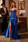 Prom Dresses Fitted Long Formal 3D Floral Applique Prom Gown Royal