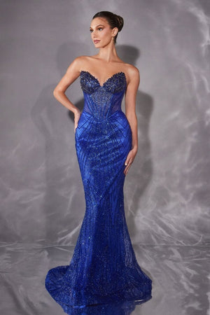 LaDivine J903 Long Formal Corset Fitted Prom Dress
