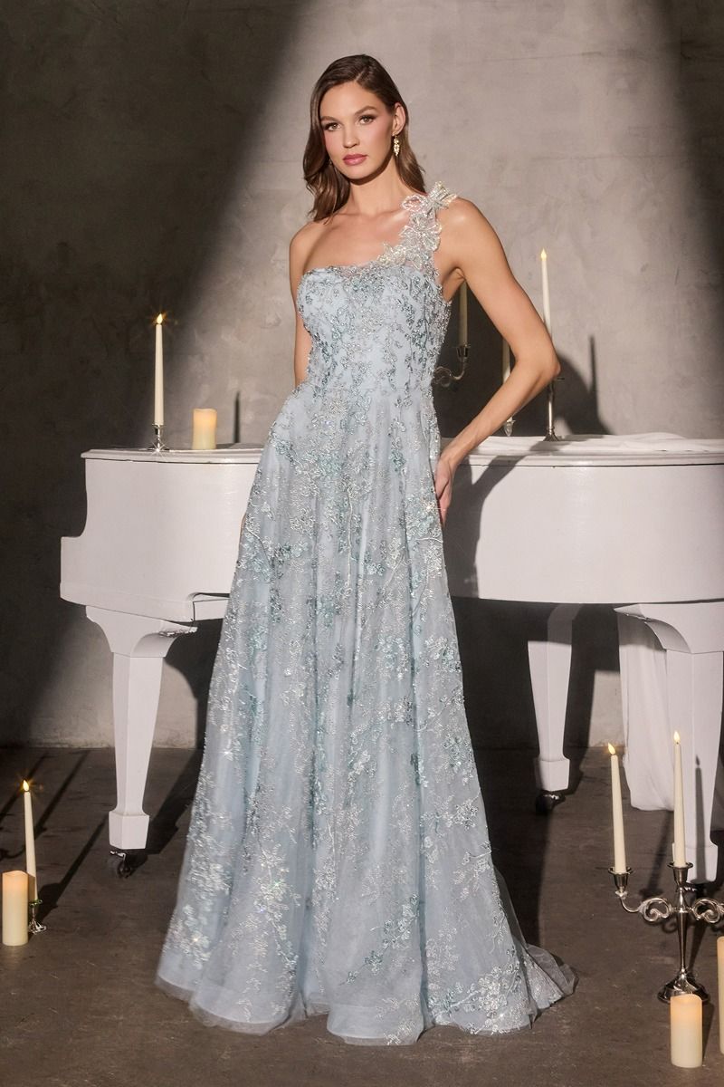 Formal Dresses A Line Beaded Long Formal Floral Prom Dress Blue