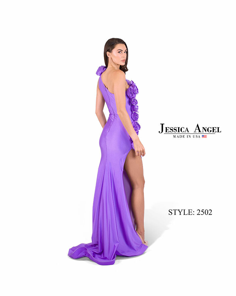 Prom Dresses Long Fitted Floral Formal Prom Dress Jessica Angel 2502 Bright Purple