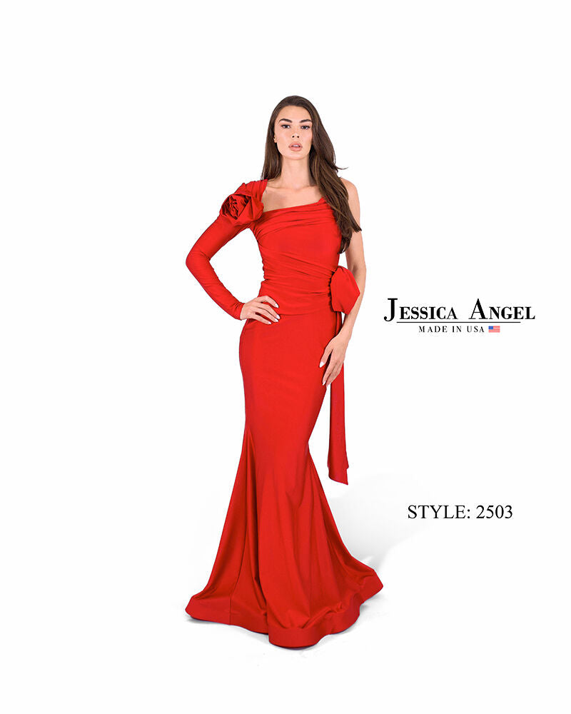 Formal Dresses Long 3D Floral Formal Prom Dress Jessica Angel 2503 Red