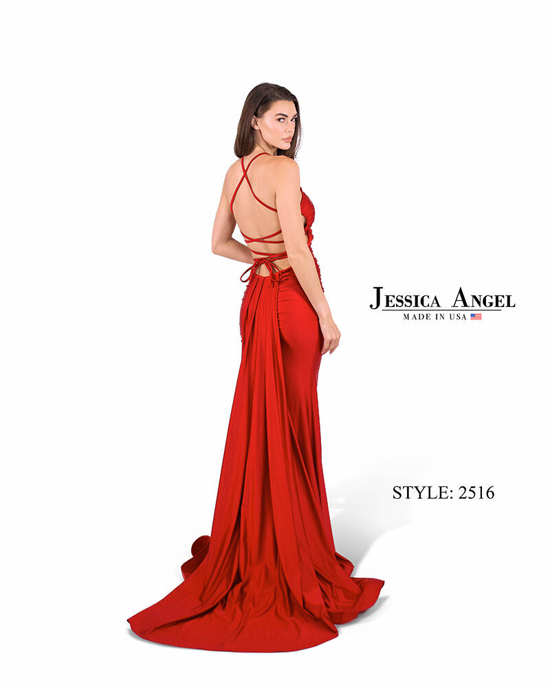 Prom Dresses Slit Long Formal Prom Dress Jessica Angel 2516 Red