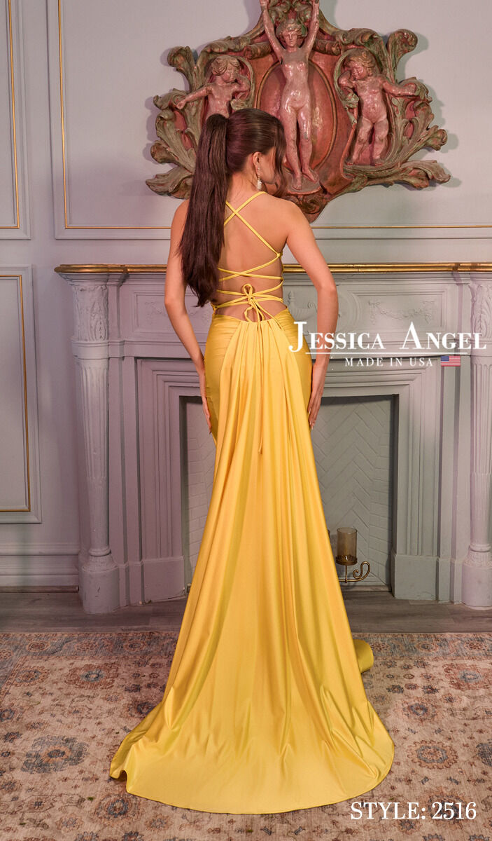 Prom Dresses Slit Long Formal Prom Dress Jessica Angel 2516 Yellow