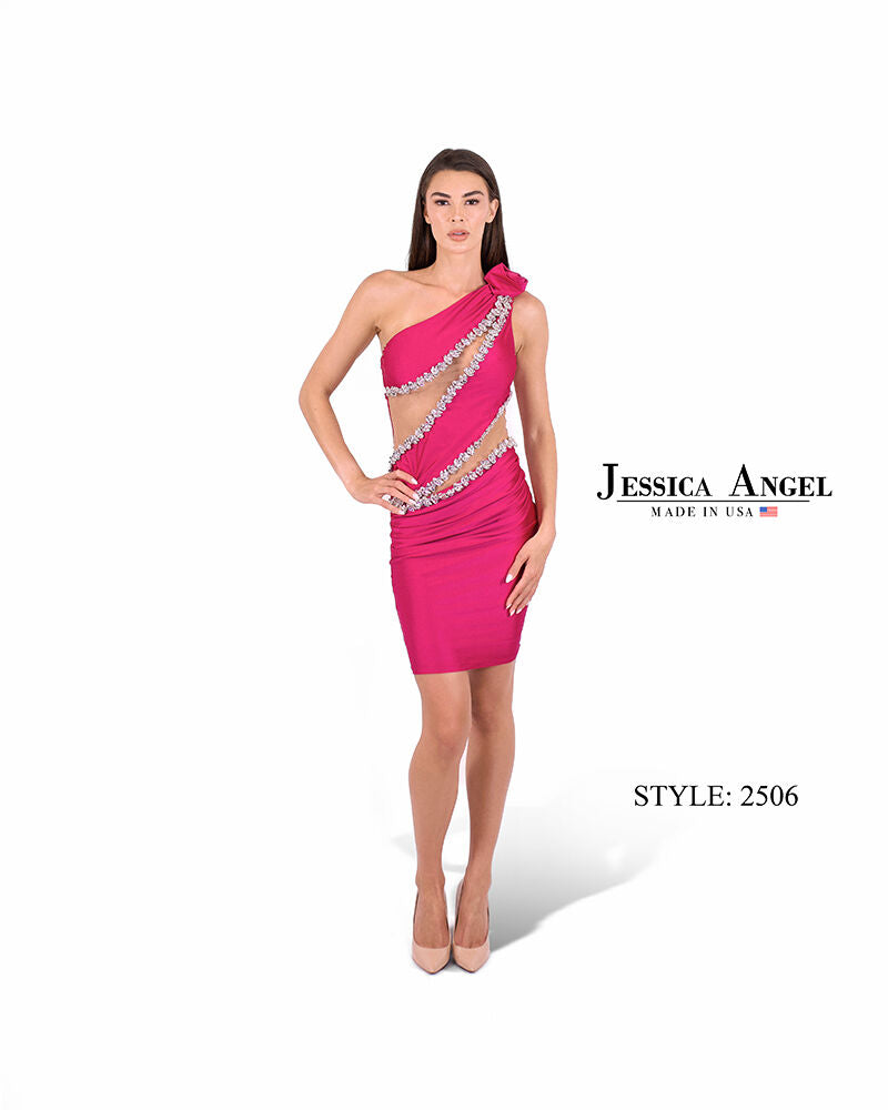 Cocktail Dresses Short Fitted Homecoming Cocktail Dress Jessica Angel 2506 Fuchsia