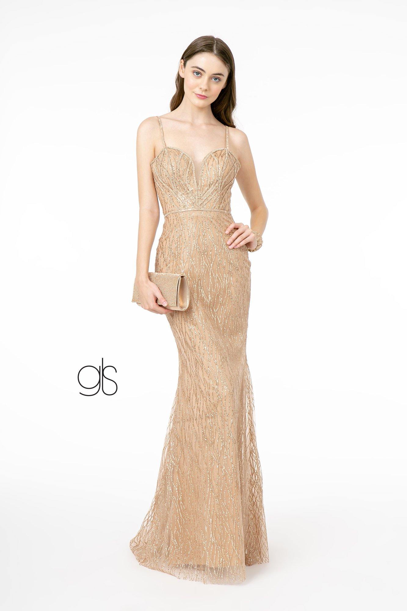 Jewel Embellished Bodice Long Prom Dress with Cape - The Dress Outlet Elizabeth K