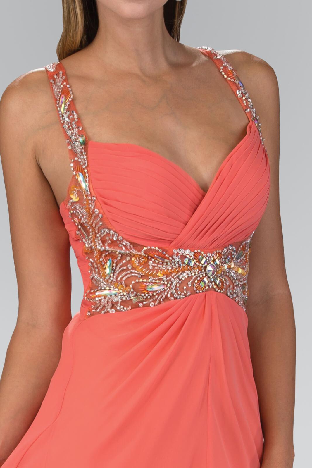Jewel Embellished Chiffon Long Prom Dress Formal - The Dress Outlet Elizabeth K