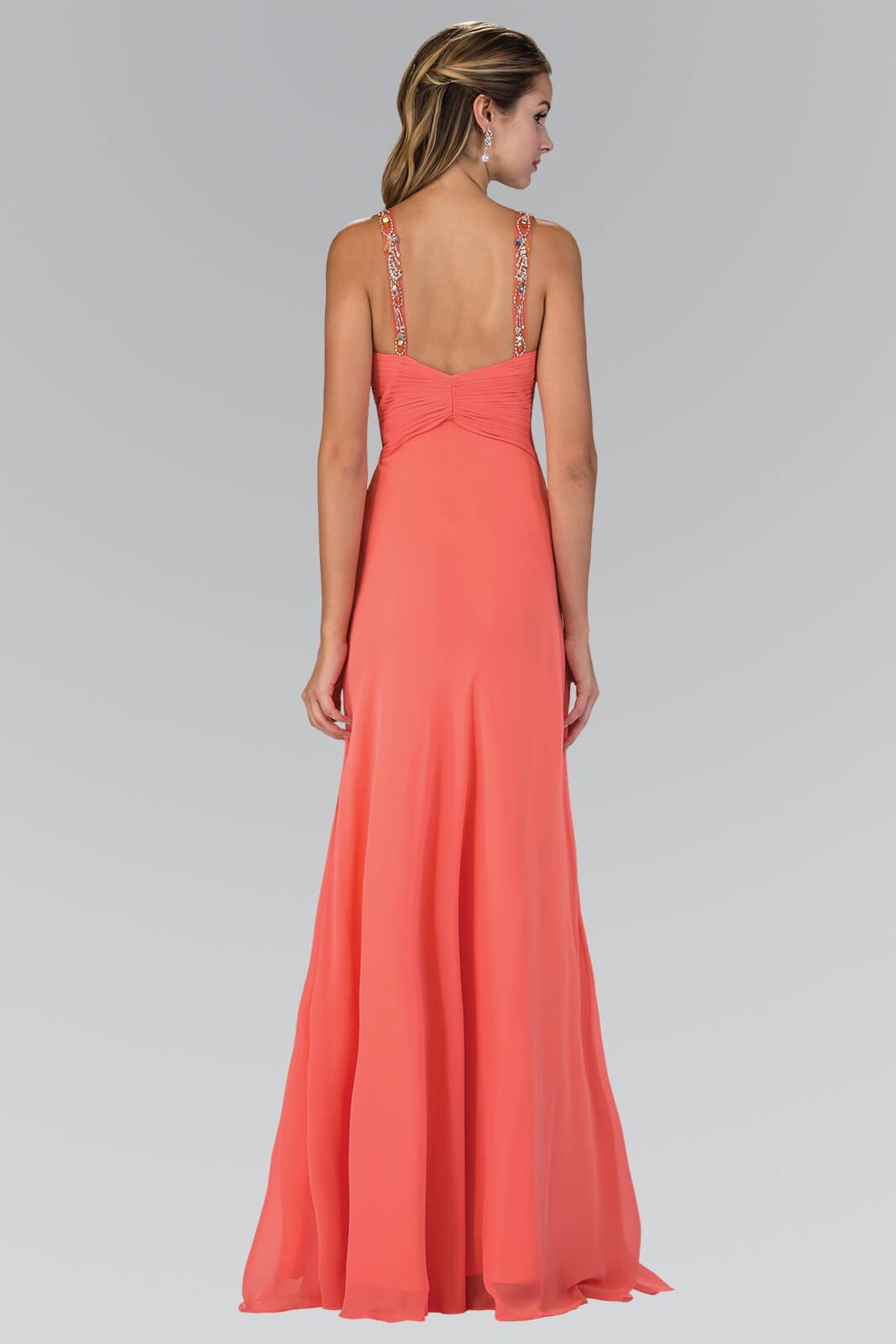 Jewel Embellished Chiffon Long Prom Dress Formal - The Dress Outlet Elizabeth K