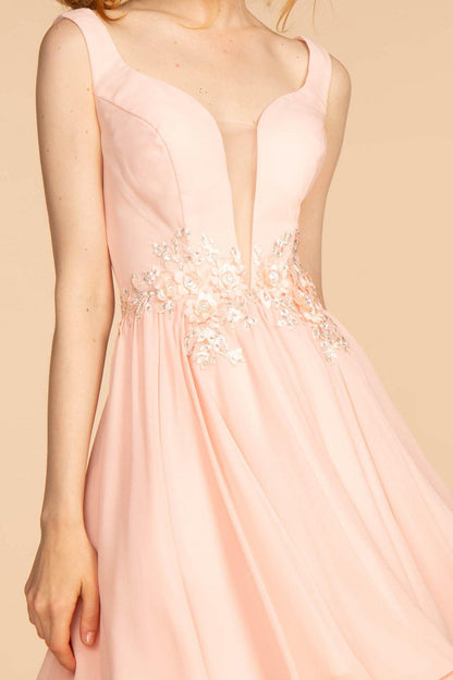 Jewel Embellished Chiffon Short Dress - The Dress Outlet Elizabeth K