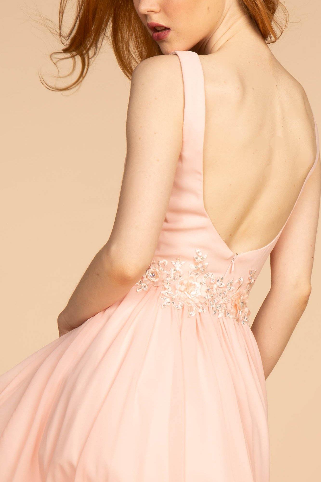 Short Sleeve Jewel Neck Chiffon Formal Dress Dusk