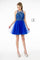 Jewel Embellished Embroidery Tulle Short Dress w/ Strap Back - The Dress Outlet Elizabeth K