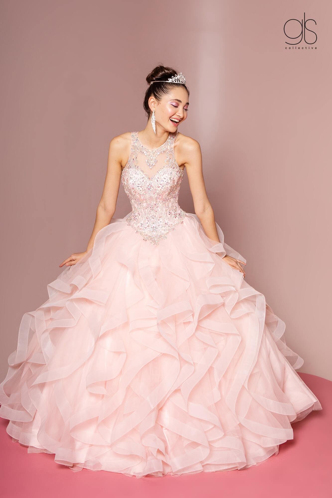 Jewel Embellished Illusion Sweetheart Quinceanera Dress